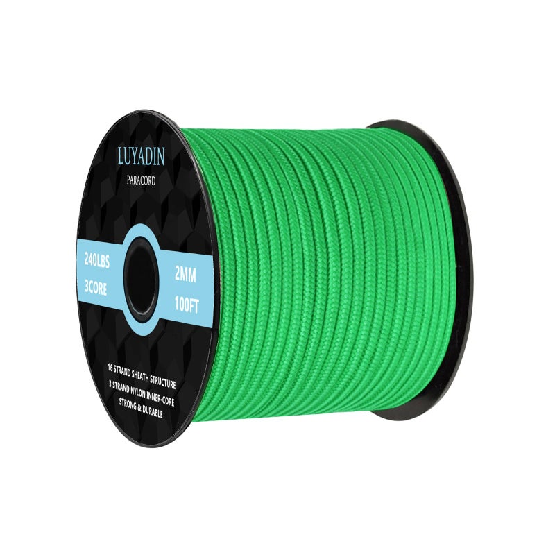 LUYADIN Paracord 240lb - Diameter 2mm Micro Utility Cord -3 Strand Parachute Spool Cord - 100ft 200ft,Paracord for Camping,Hiking,Fishing,Outdoor and DIY - Image 1